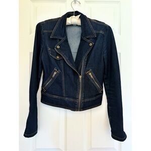 Andrew Charles Blue Jean Jacket Moto Style - XS